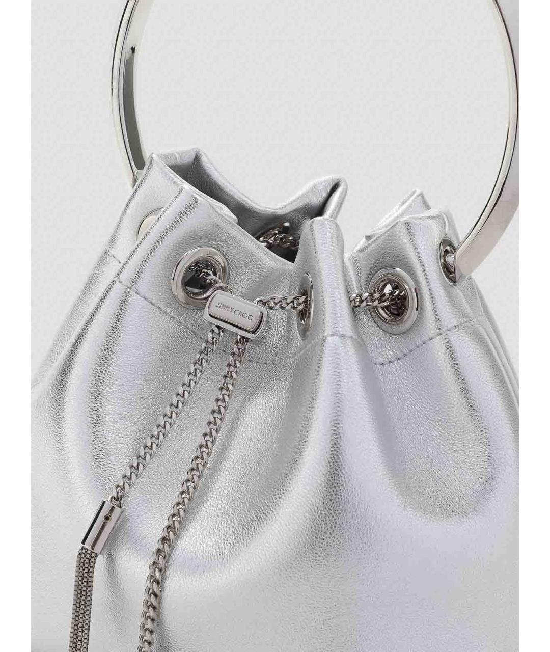 JIMMY CHOO Серебряная кожаная сумка тоут, фото 3