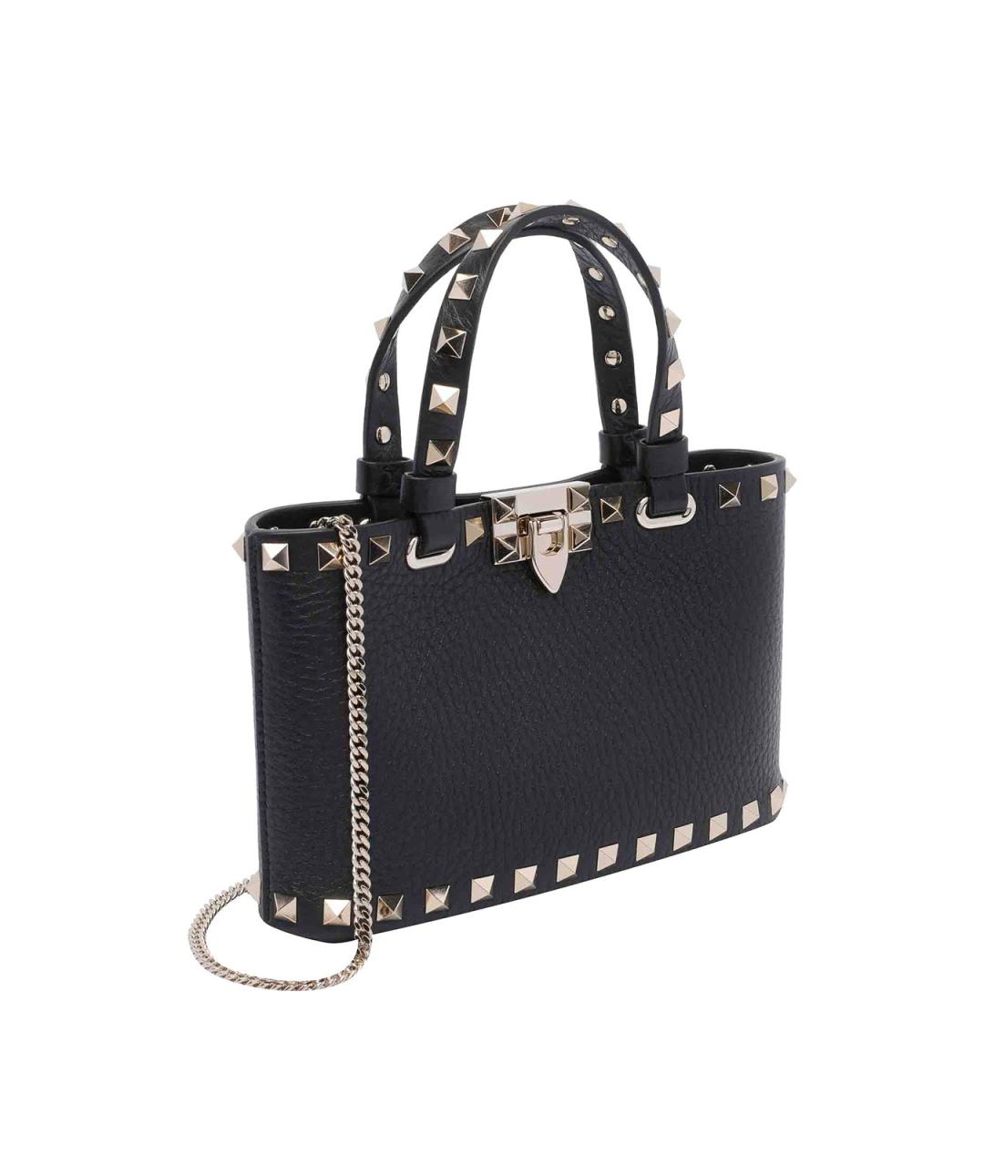 VALENTINO Черная кожаная сумка тоут, фото 2