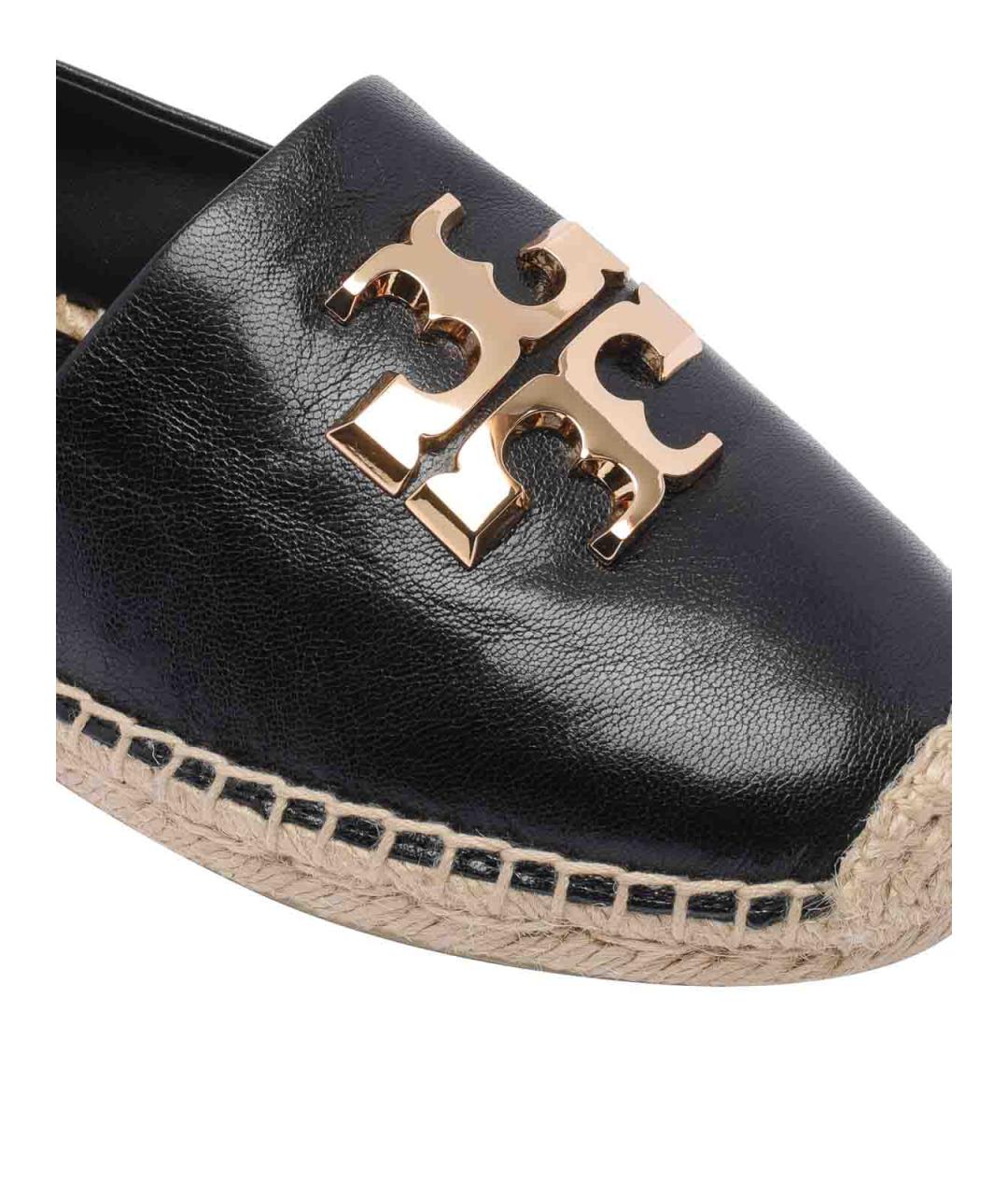 TORY BURCH Черные кожаные эспадрильи, фото 4