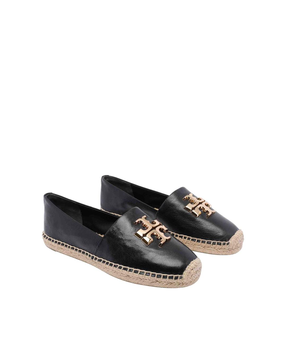 TORY BURCH Черные кожаные эспадрильи, фото 2