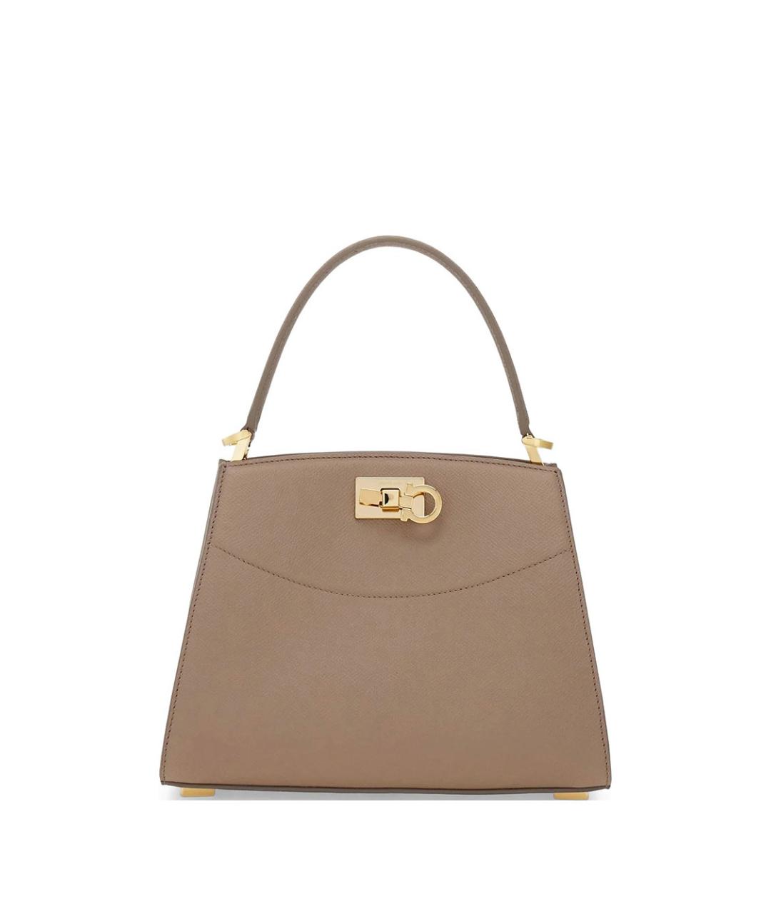 FERRAGAMO Бежевая кожаная сумка тоут, фото 1
