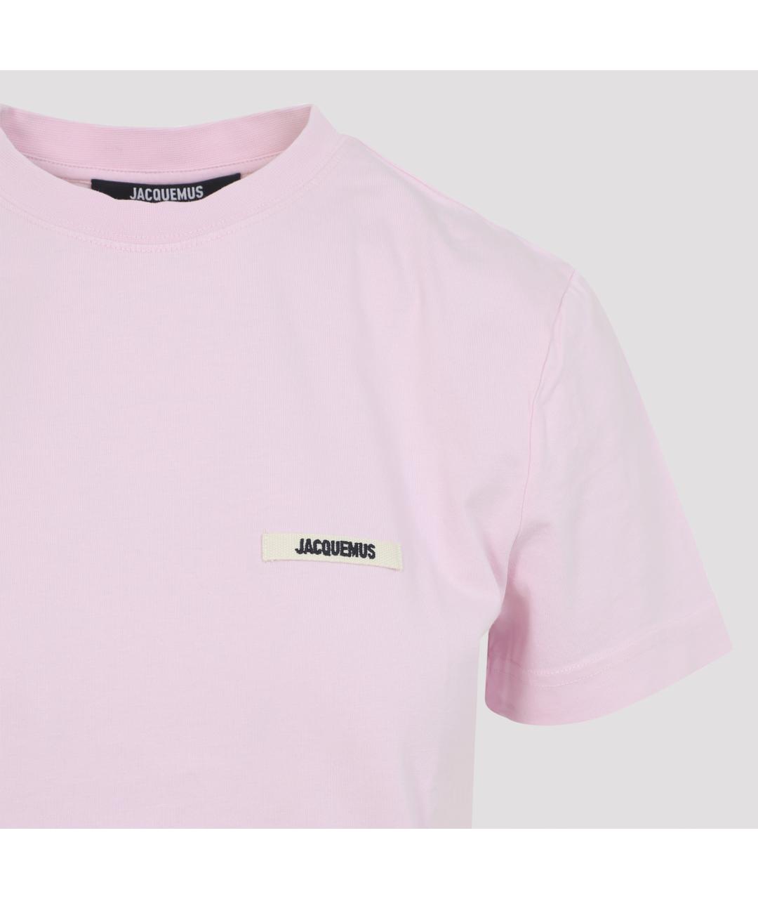 JACQUEMUS Розовая хлопковая футболка, фото 4