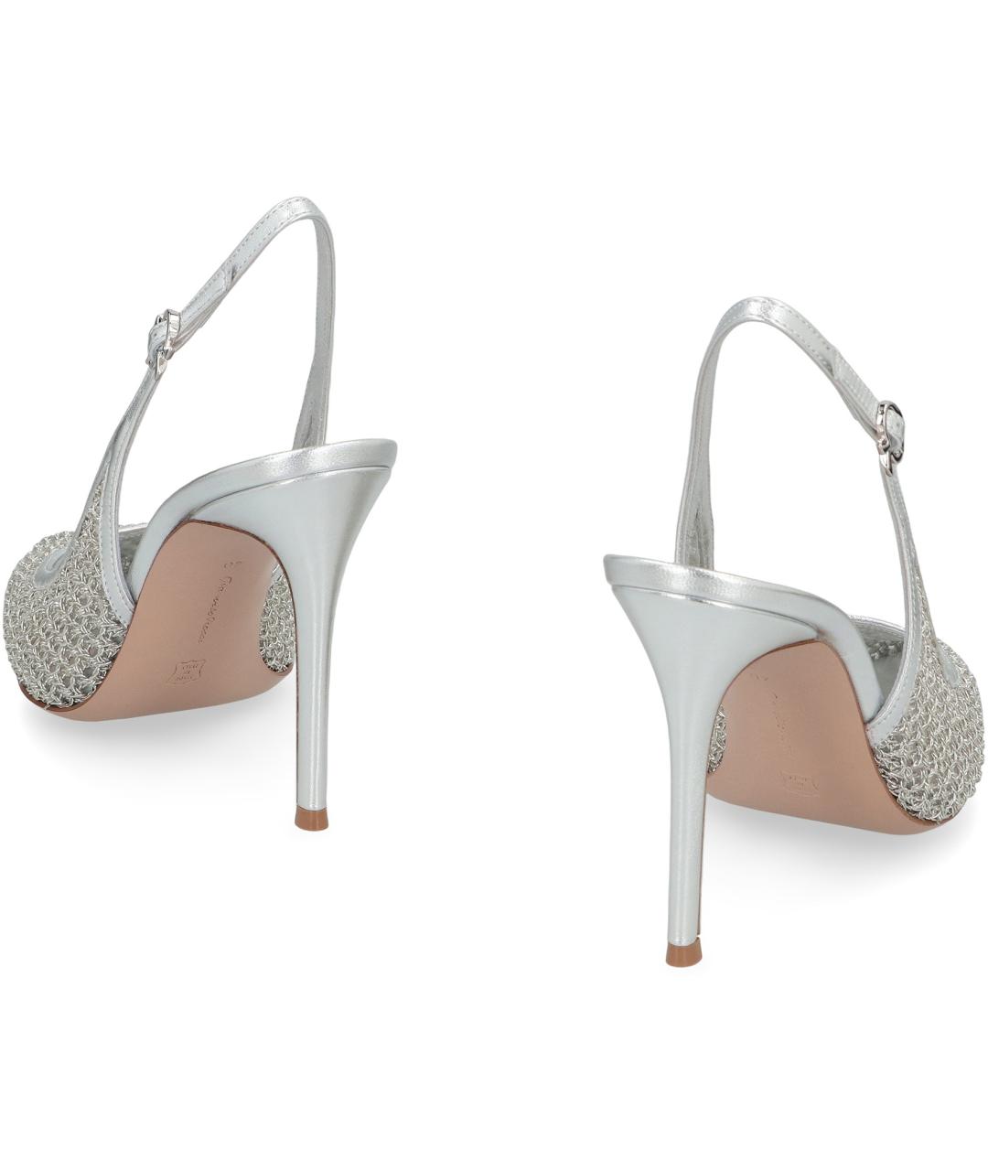 GIANVITO ROSSI Серебряные текстильные туфли, фото 4