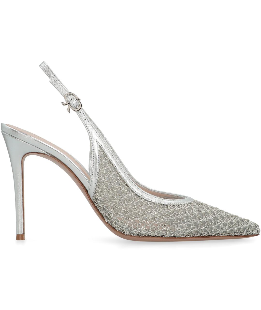 GIANVITO ROSSI Серебряные текстильные туфли, фото 2