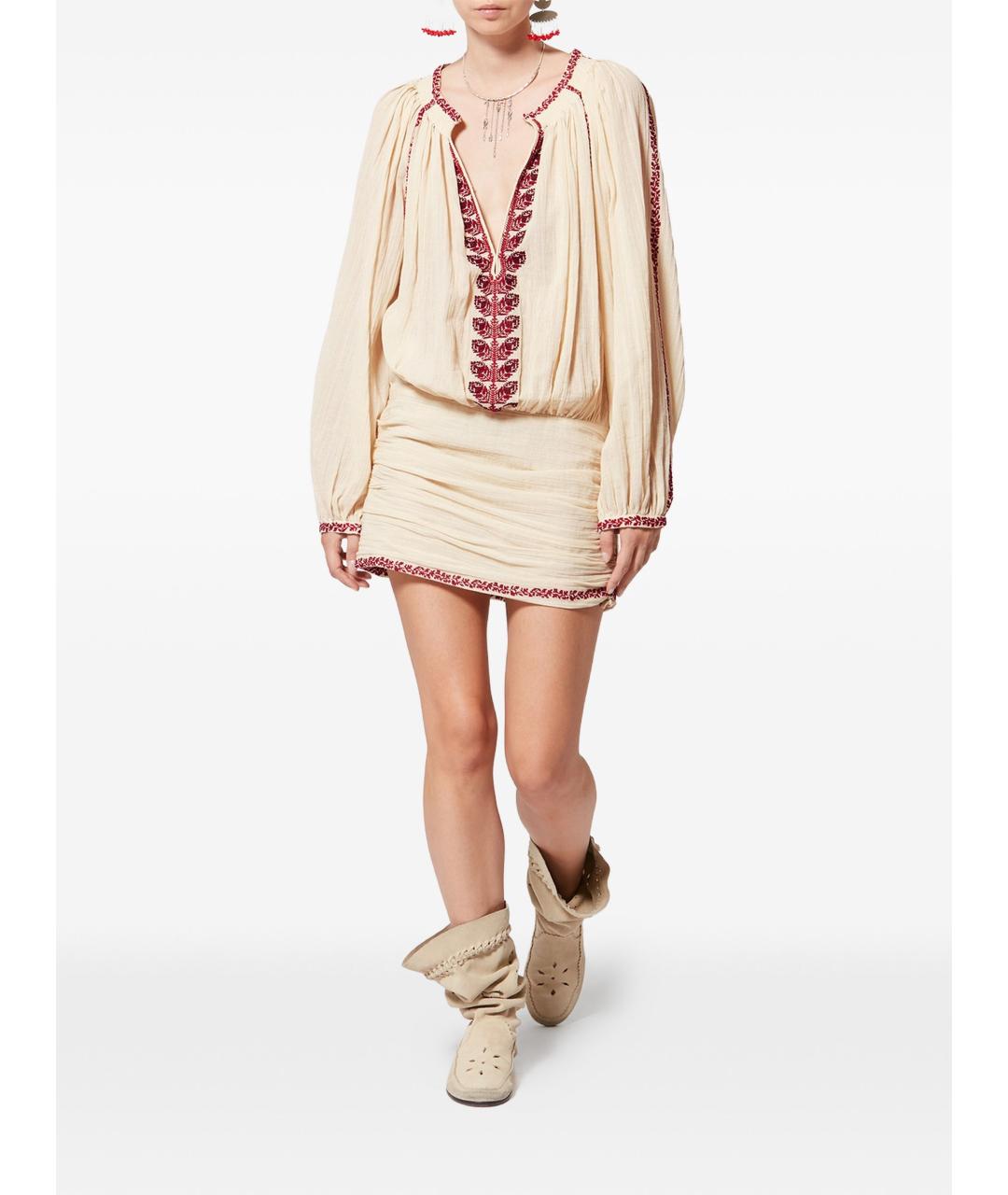 ISABEL MARANT Бежевое хлопковое повседневное платье, фото 2
