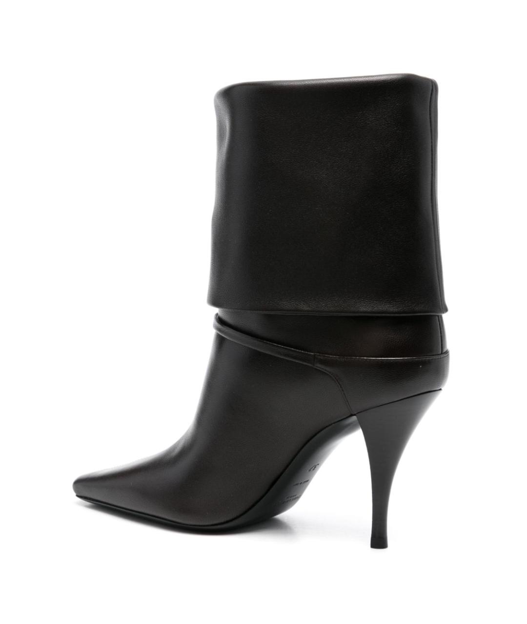SAINT LAURENT Коричневые кожаные ботильоны, фото 3