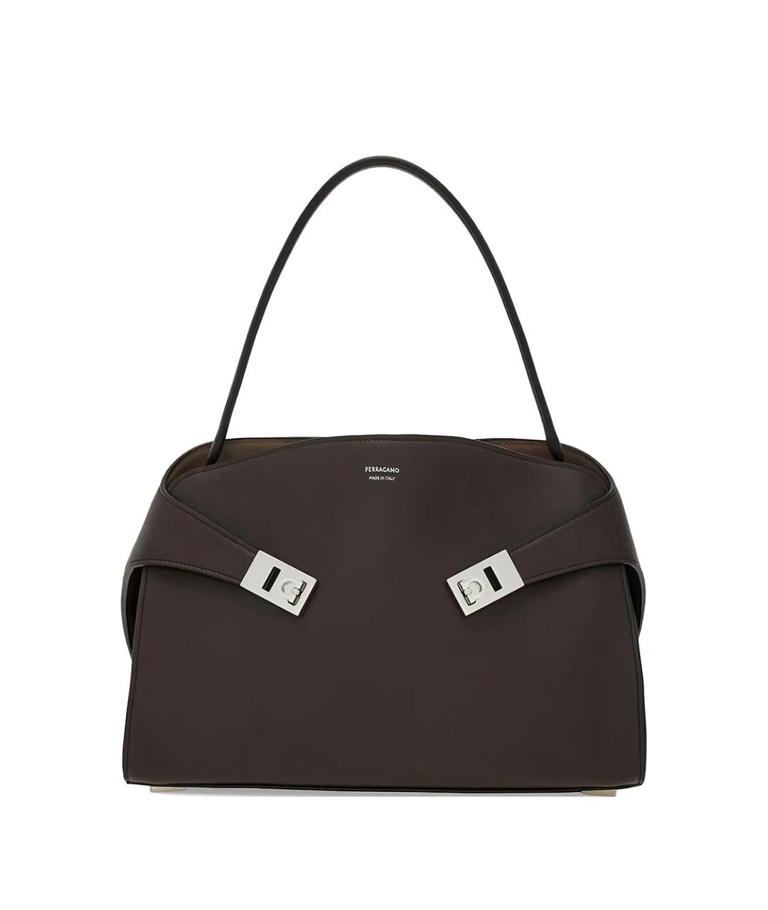 FERRAGAMO Коричневая кожаная сумка тоут, фото 1