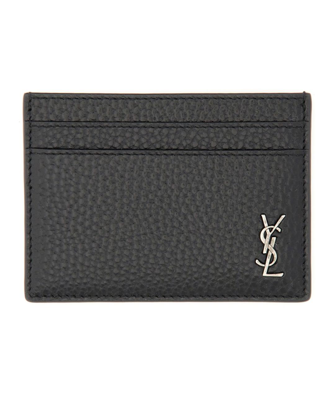 SAINT LAURENT Черный кожаный кардхолдер, фото 1