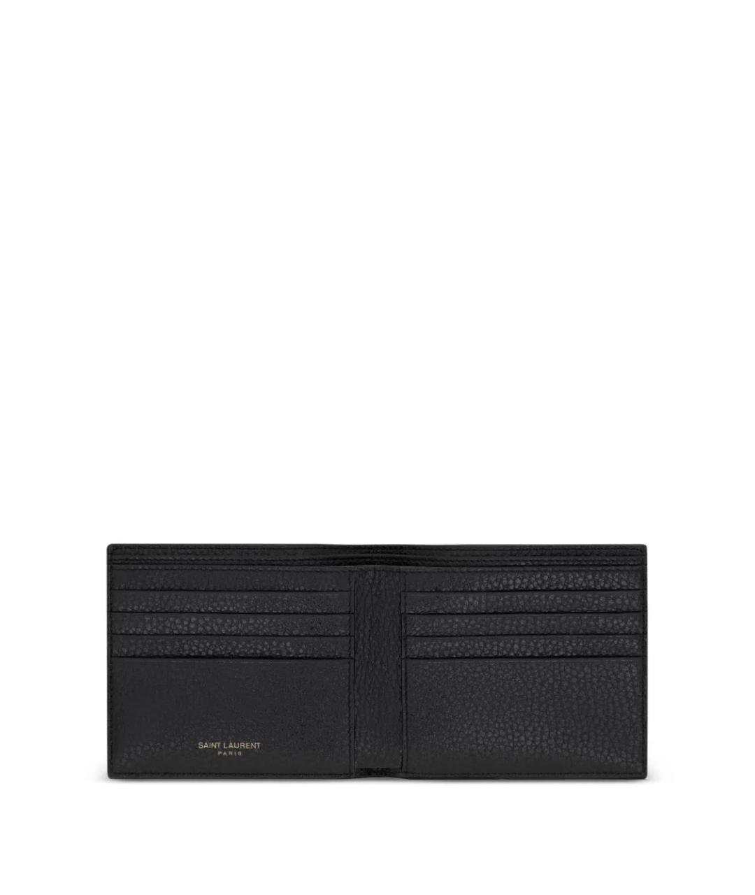 SAINT LAURENT Черный кожаный кошелек, фото 3