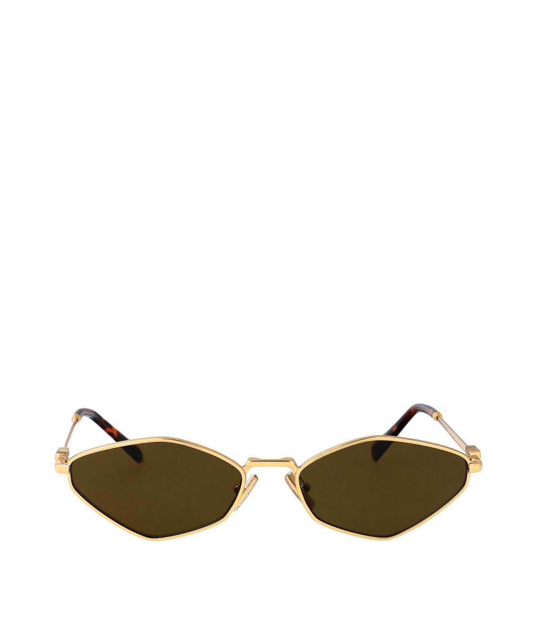 MIU MIU Золотые металлические солнцезащитные очки, фото 1