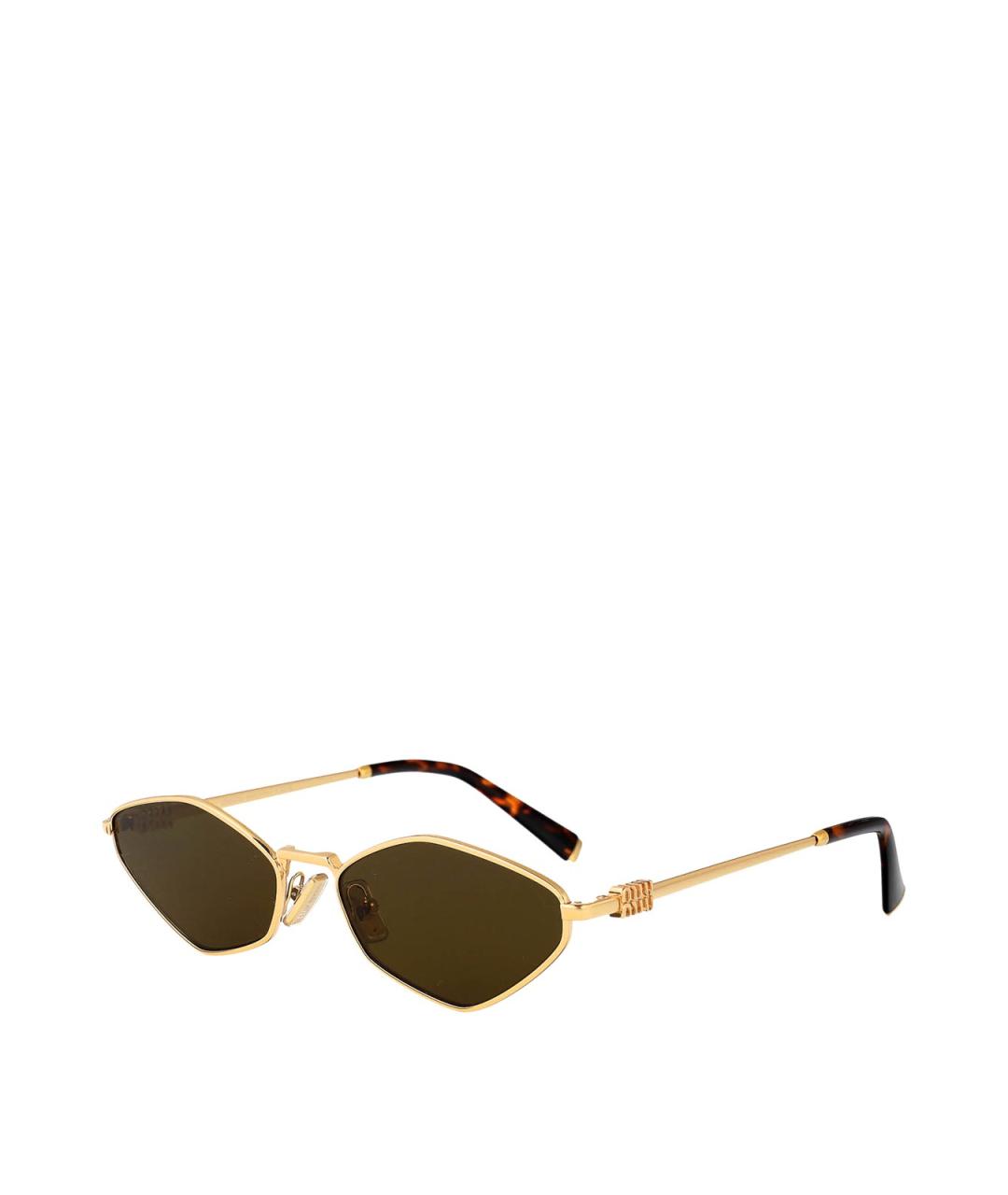MIU MIU Золотые металлические солнцезащитные очки, фото 2