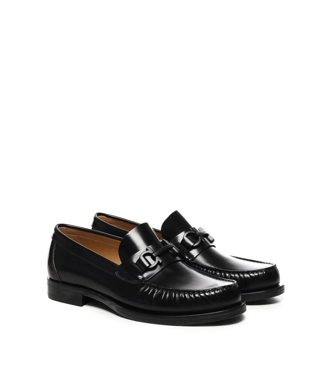 FERRAGAMO Черные кожаные лоферы, фото 2