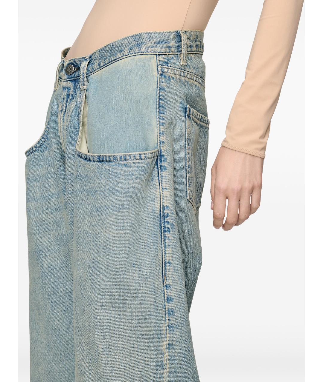 MAISON MARGIELA Голубые хлопковые прямые джинсы, фото 4
