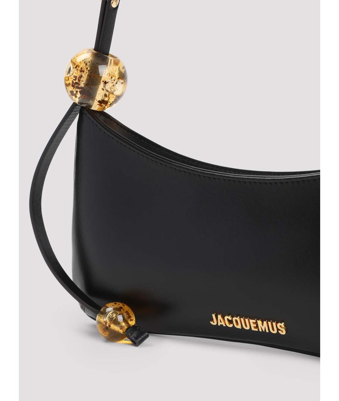 JACQUEMUS Черная кожаная сумка через плечо, фото 3