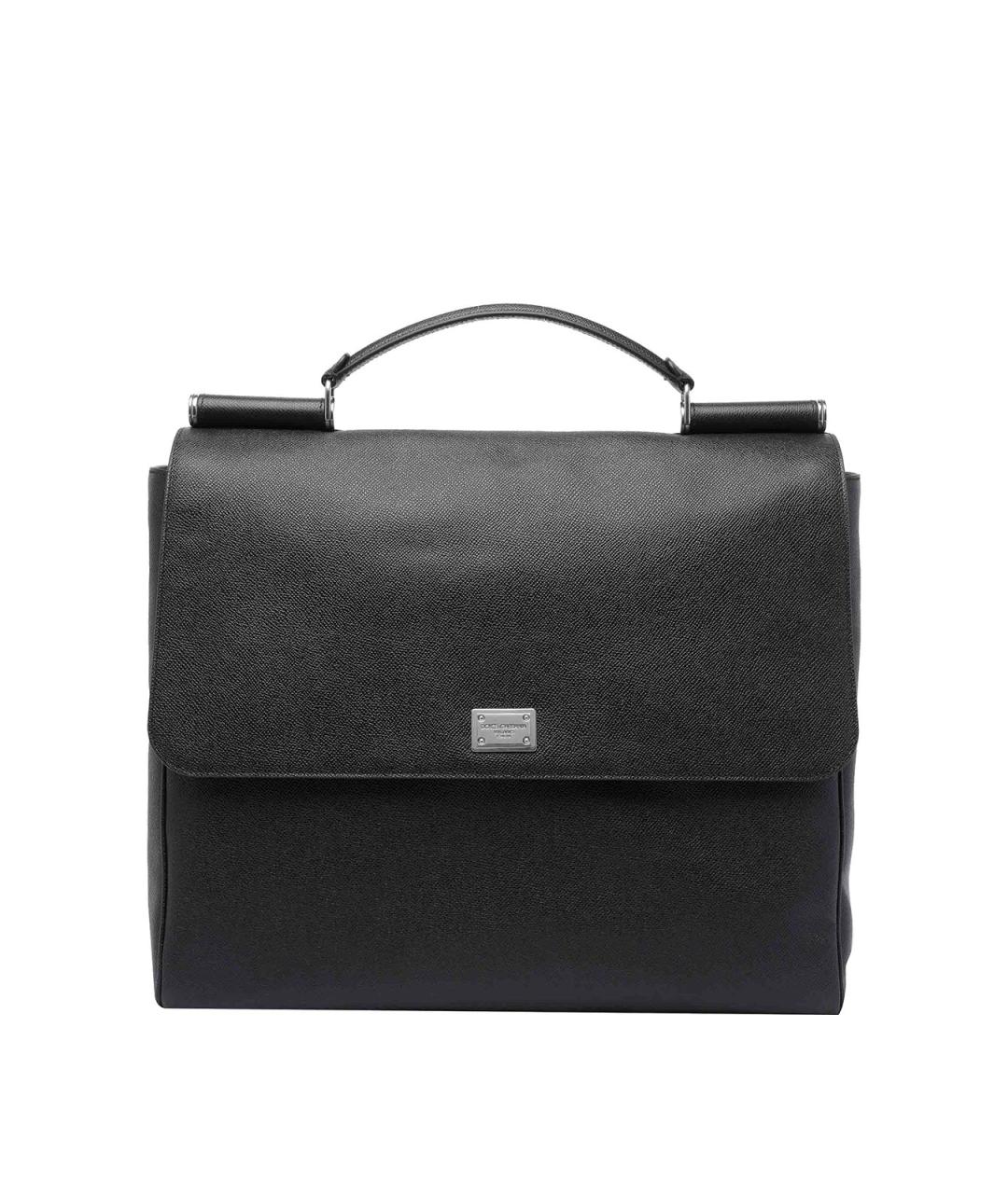 DOLCE&GABBANA Черный кожаный портфель, фото 1
