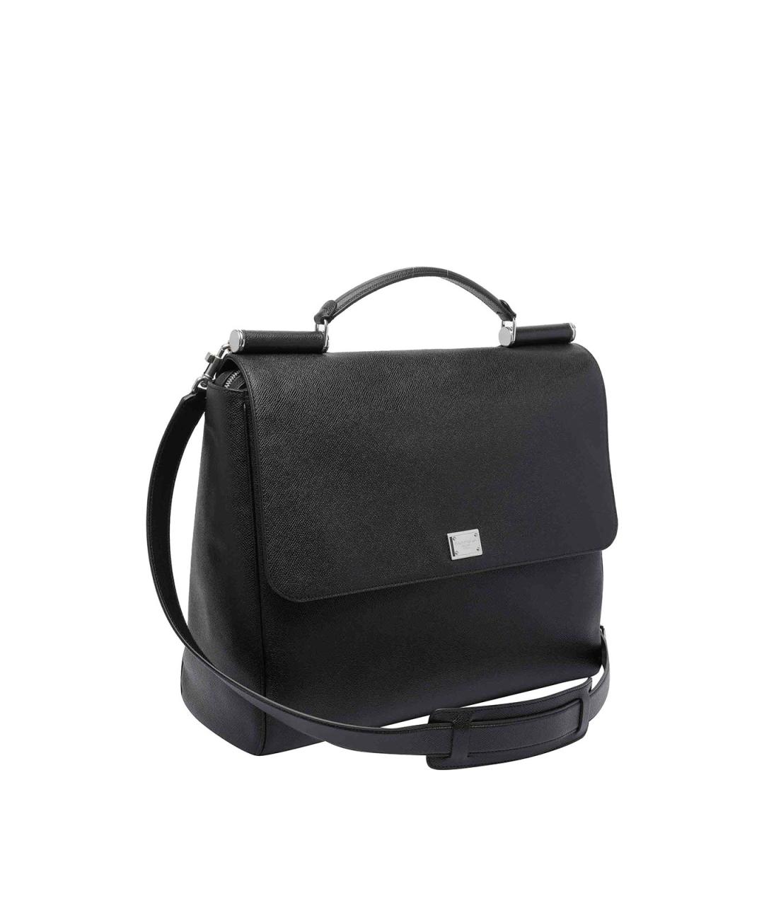 DOLCE&GABBANA Черный кожаный портфель, фото 2