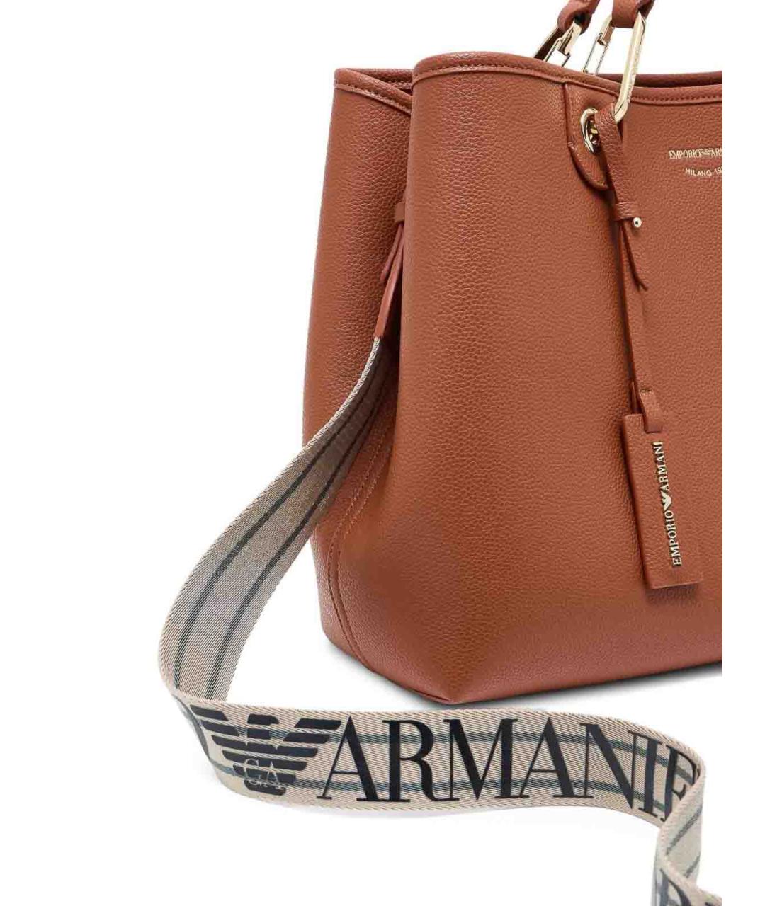 EMPORIO ARMANI Коричневая кожаная сумка через плечо, фото 6