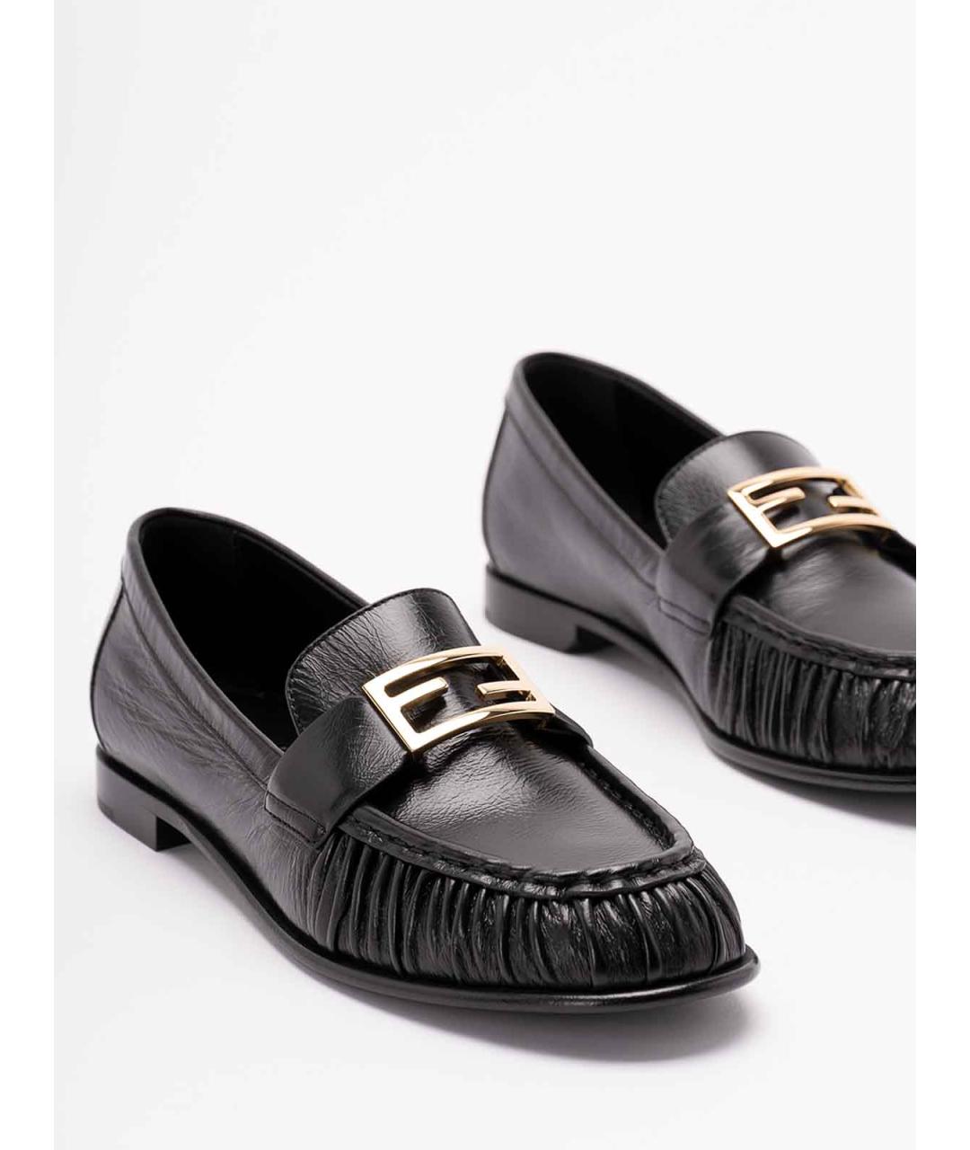FENDI Черные кожаные лоферы, фото 5