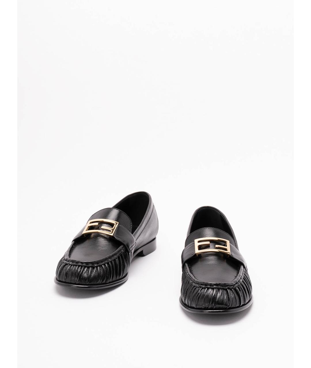 FENDI Черные кожаные лоферы, фото 2