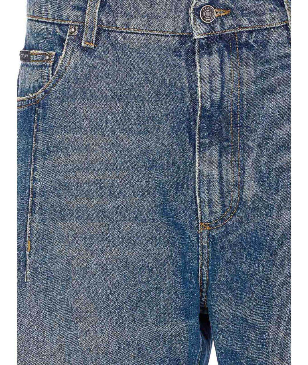 DOLCE&GABBANA Синие хлопковые прямые джинсы, фото 4