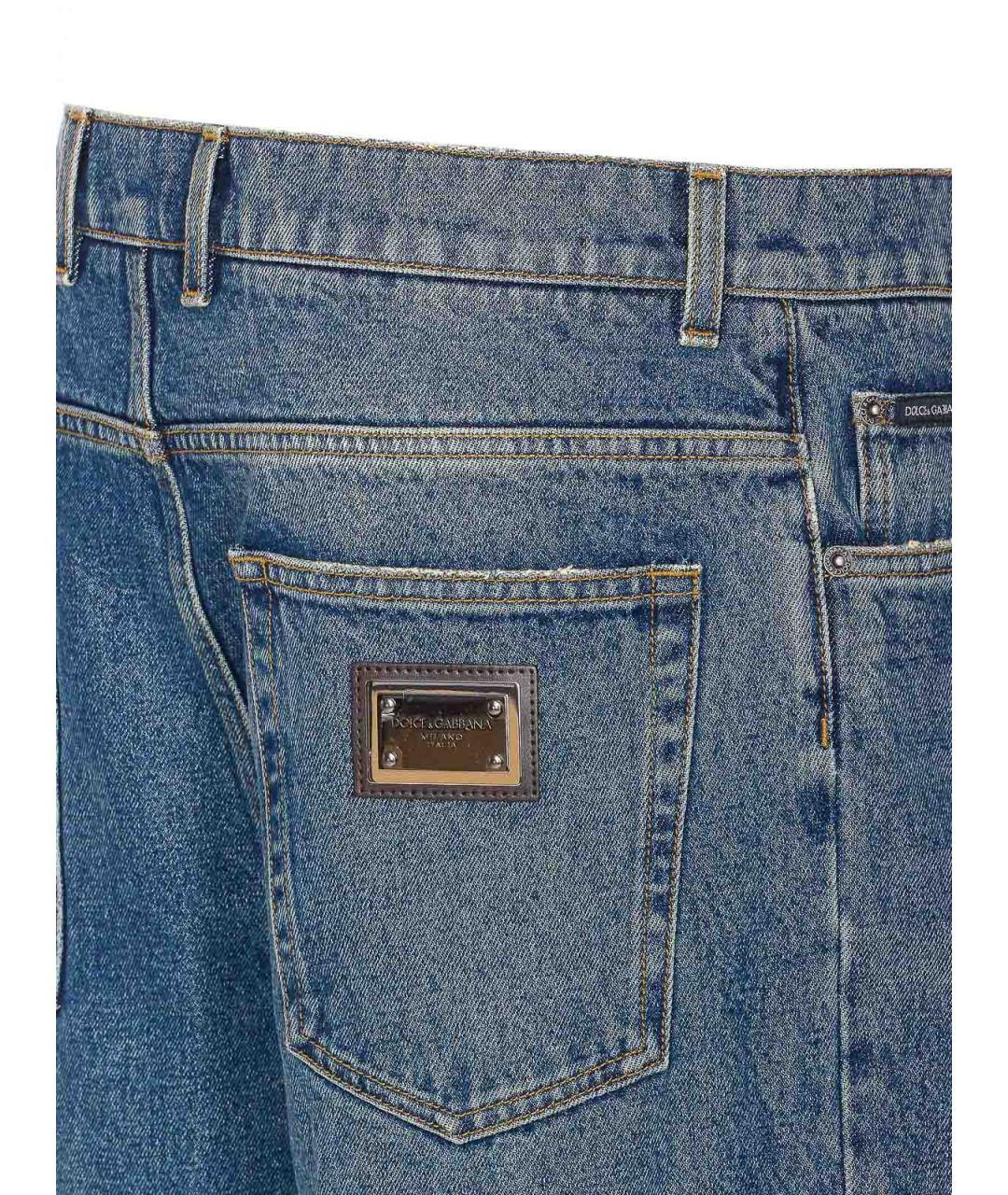 DOLCE&GABBANA Синие хлопковые прямые джинсы, фото 3