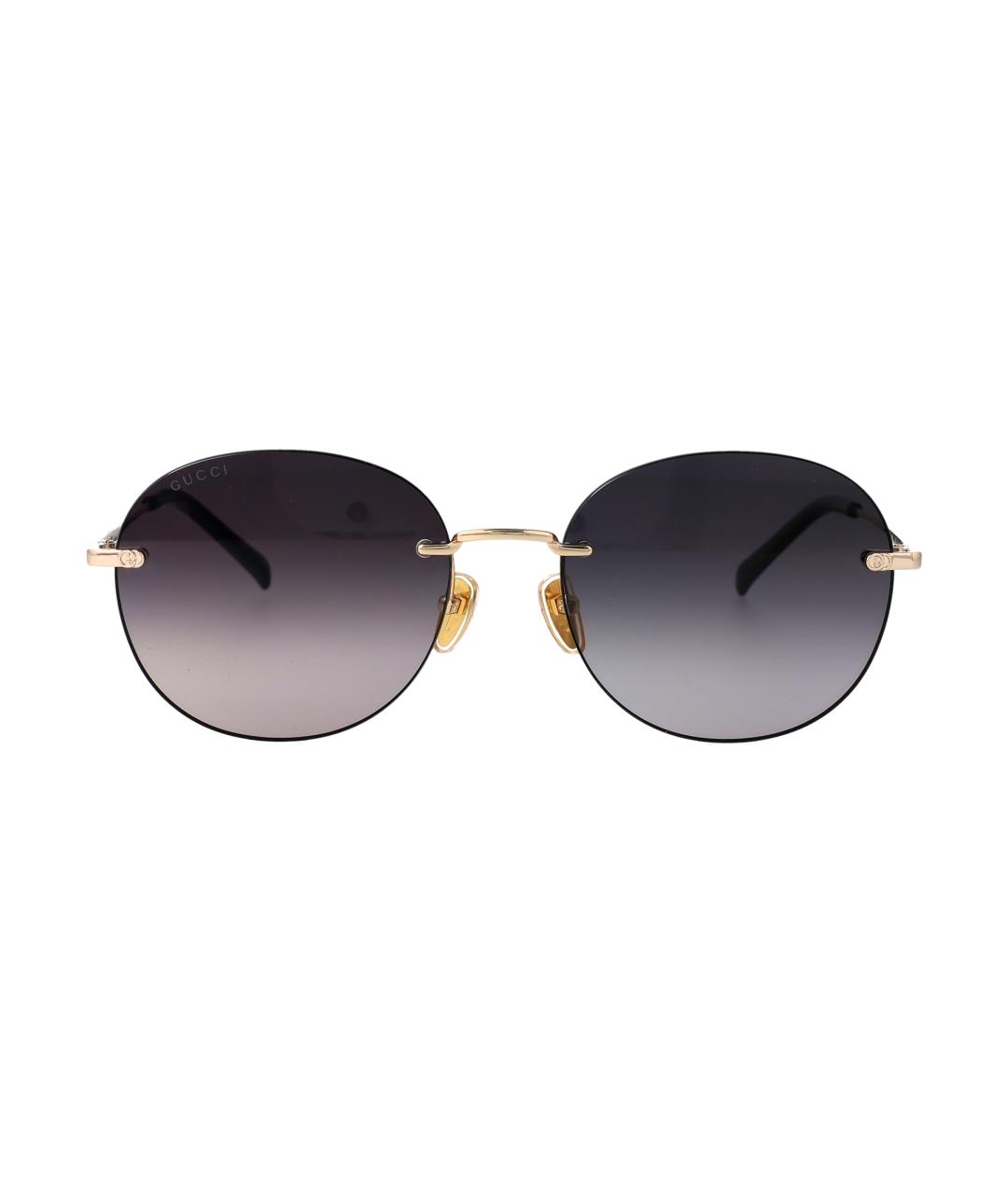 GUCCI Золотые металлические солнцезащитные очки, фото 1