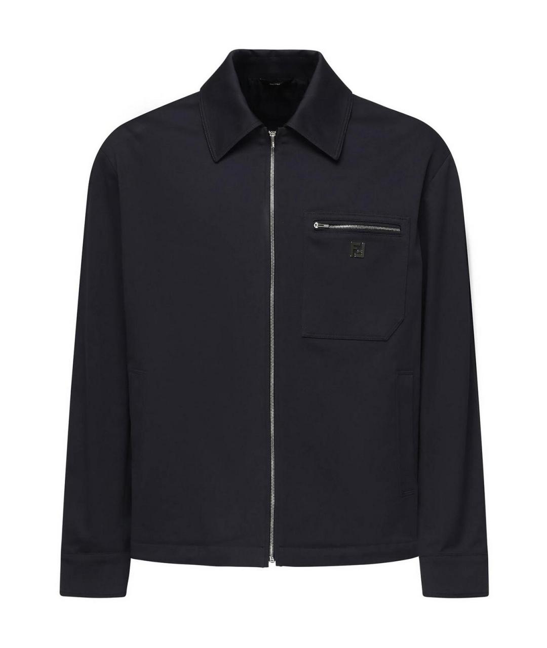 FENDI Темно-синяя хлопко-эластановая куртка, фото 1