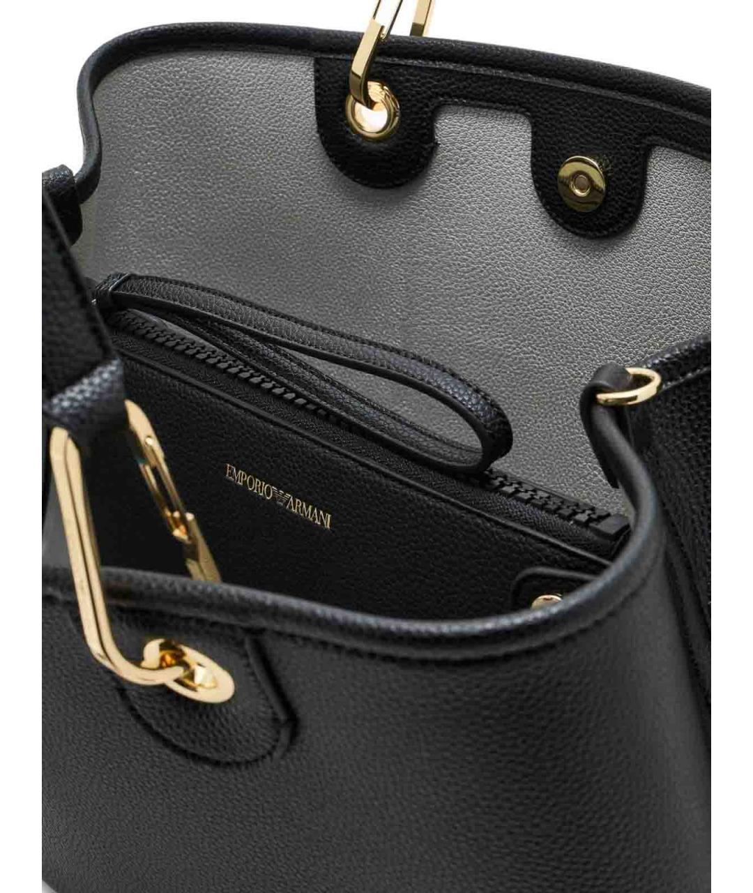 EMPORIO ARMANI Черная кожаная сумка тоут, фото 2