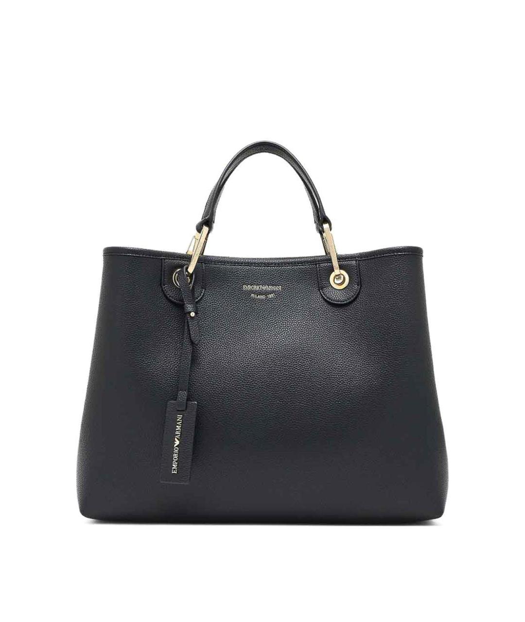 EMPORIO ARMANI Черная кожаная сумка тоут, фото 1