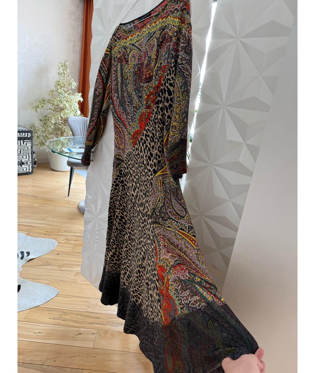 ETRO Коричневое вискозное повседневное платье, фото 8