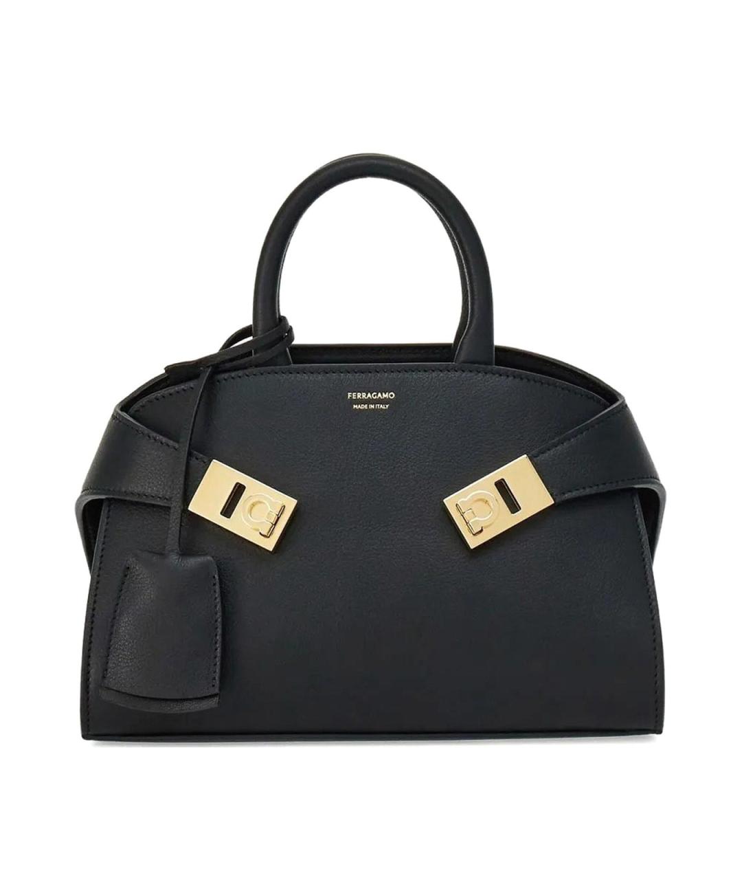 FERRAGAMO Темно-синяя кожаная сумка тоут, фото 1