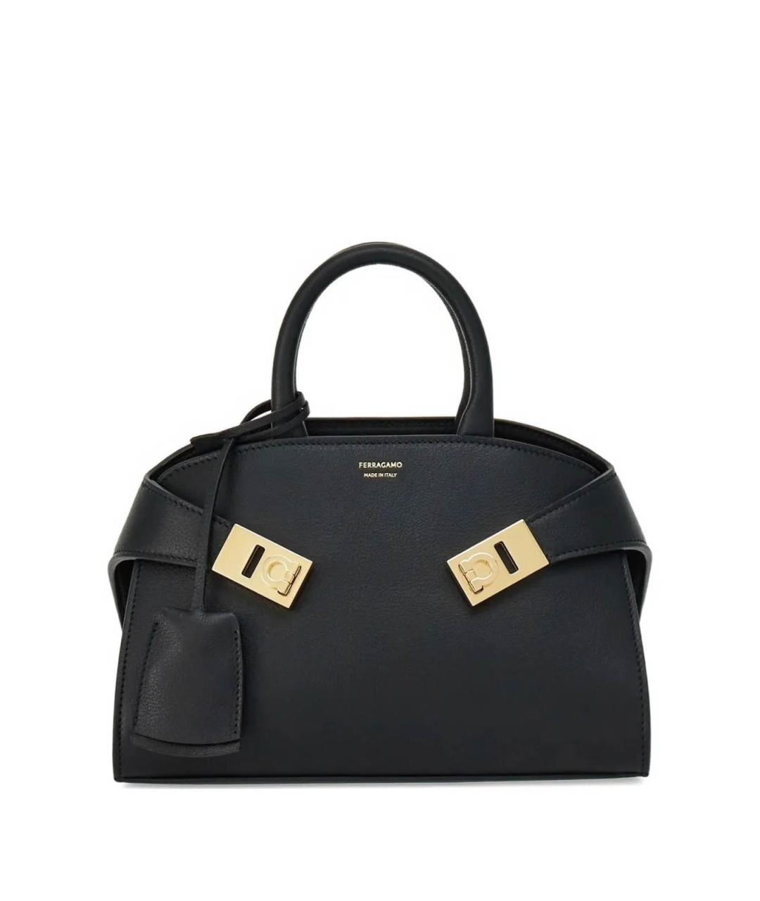 FERRAGAMO Темно-синяя кожаная сумка тоут, фото 2