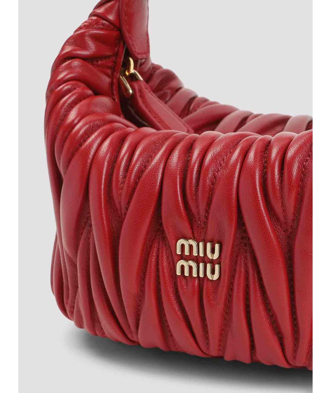 MIU MIU Красная кожаная сумка с короткими ручками, фото 3