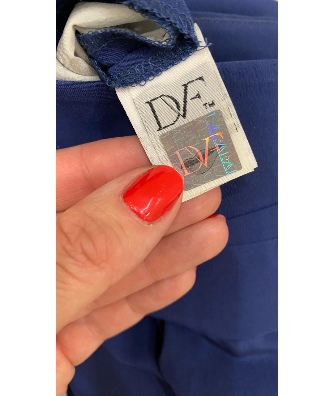 DIANE VON FURSTENBERG Темно-синие шелковые прямые брюки, фото 3
