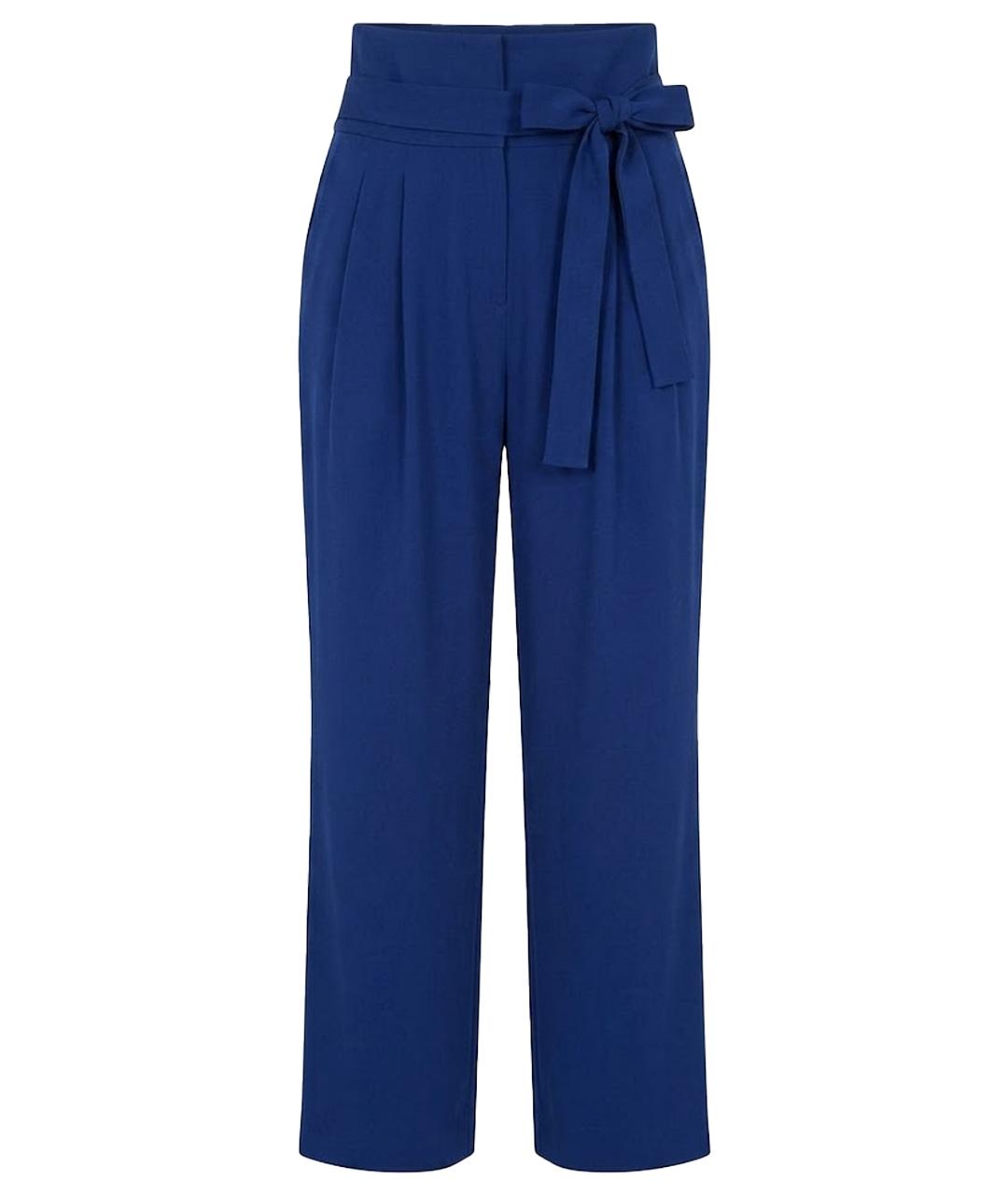 DIANE VON FURSTENBERG Темно-синие шелковые прямые брюки, фото 1