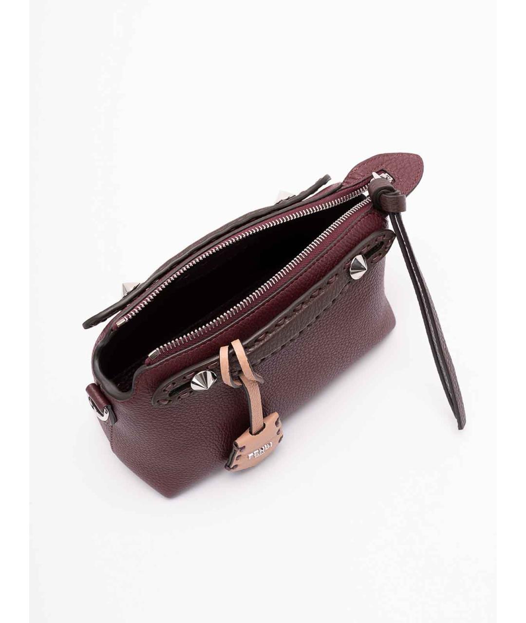FENDI Бордовая кожаная сумка через плечо, фото 5