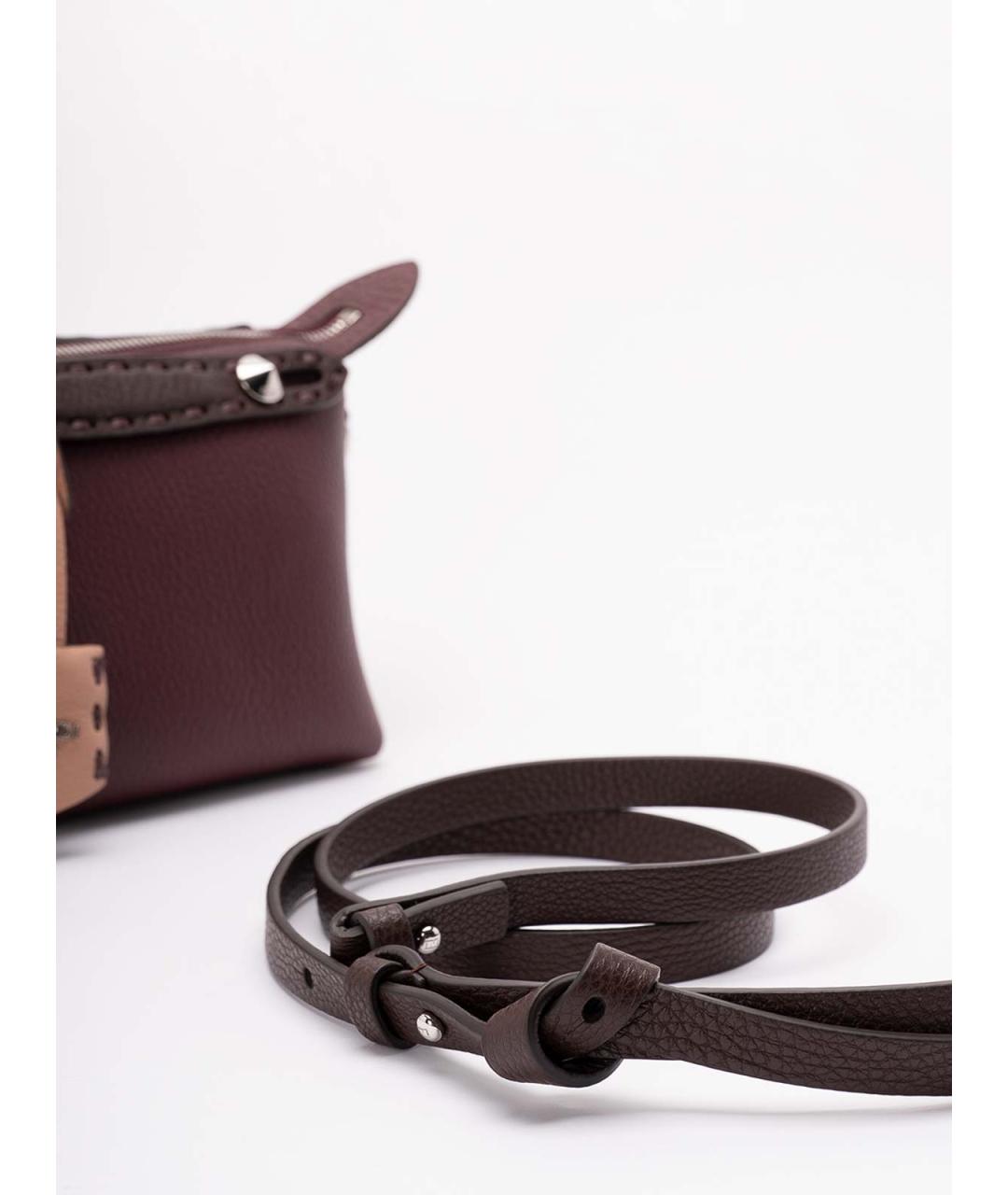 FENDI Бордовая кожаная сумка через плечо, фото 4