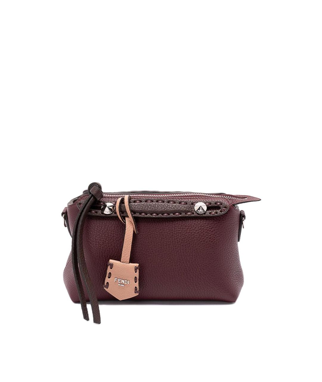 FENDI Бордовая кожаная сумка через плечо, фото 1