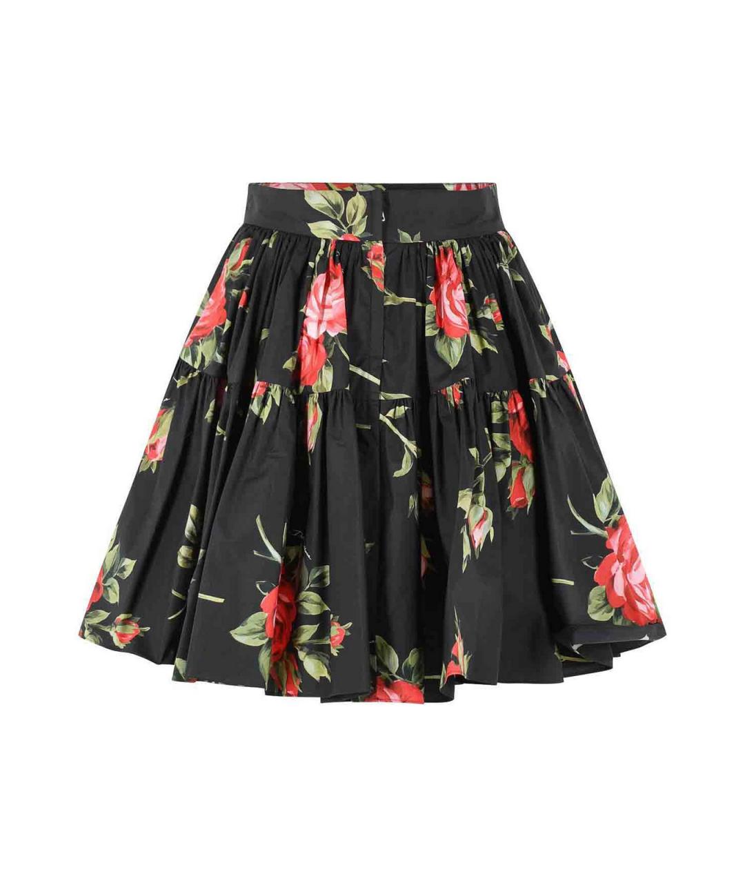 DOLCE&GABBANA Черная хлопковая юбка мини, фото 2