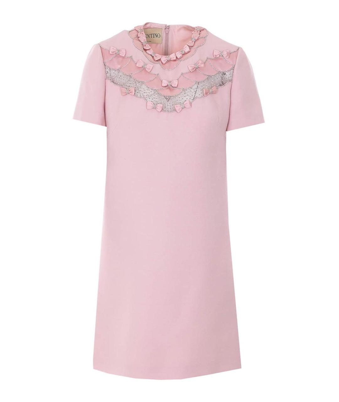 VALENTINO Розовое шерстяное коктейльное платье, фото 1