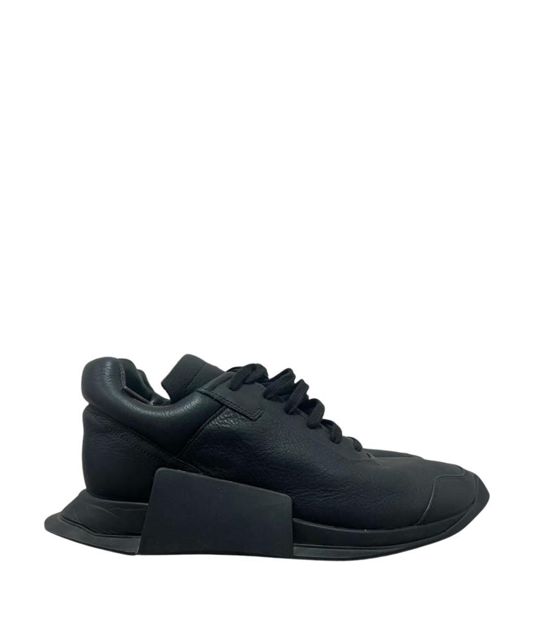 RICK OWENS Черные кожаные низкие кроссовки / кеды, фото 1