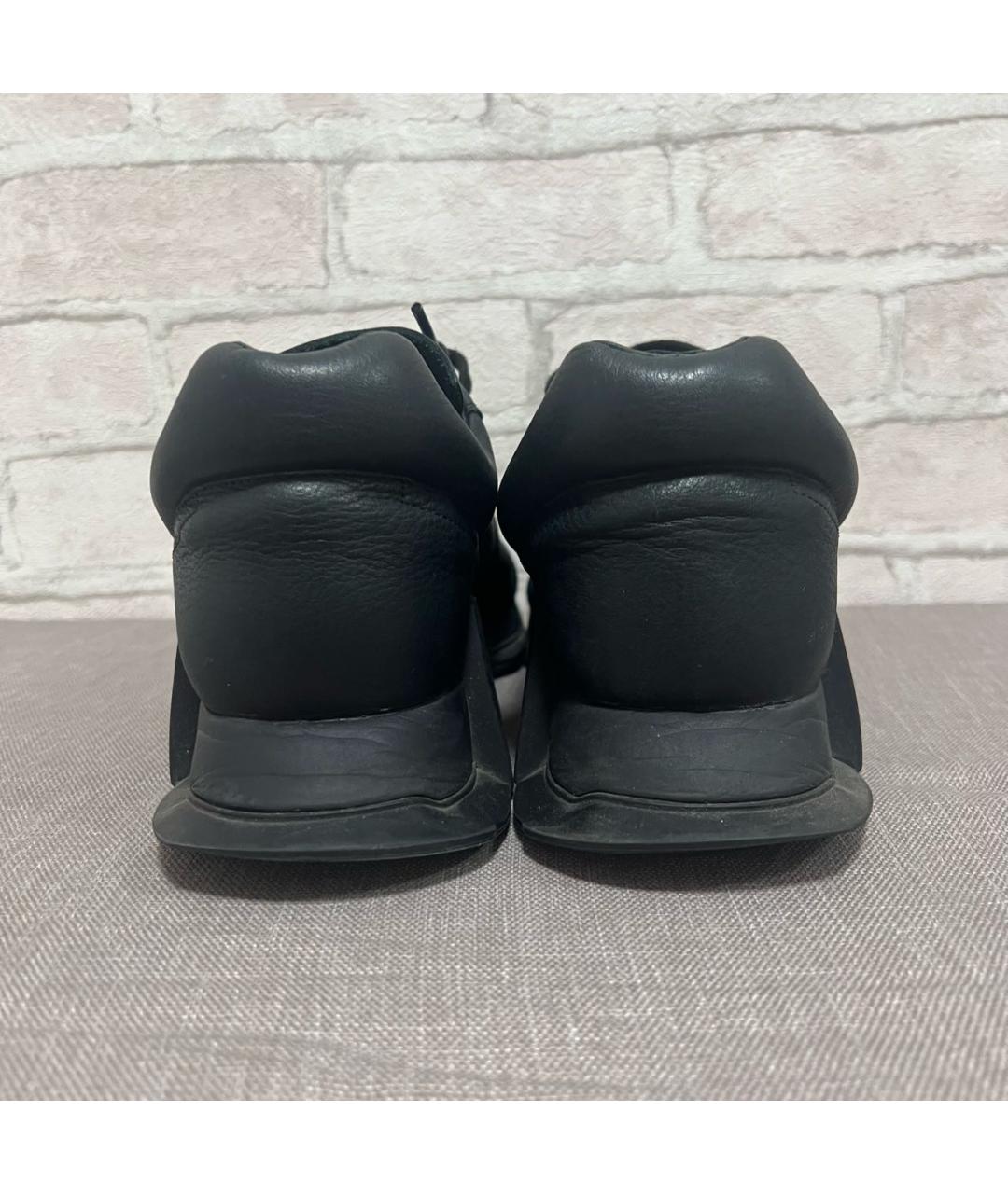 RICK OWENS Черные кожаные низкие кроссовки / кеды, фото 3