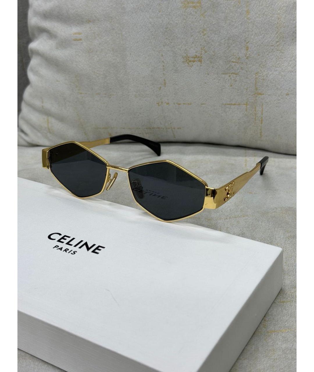 CELINE Золотые металлические солнцезащитные очки, фото 3