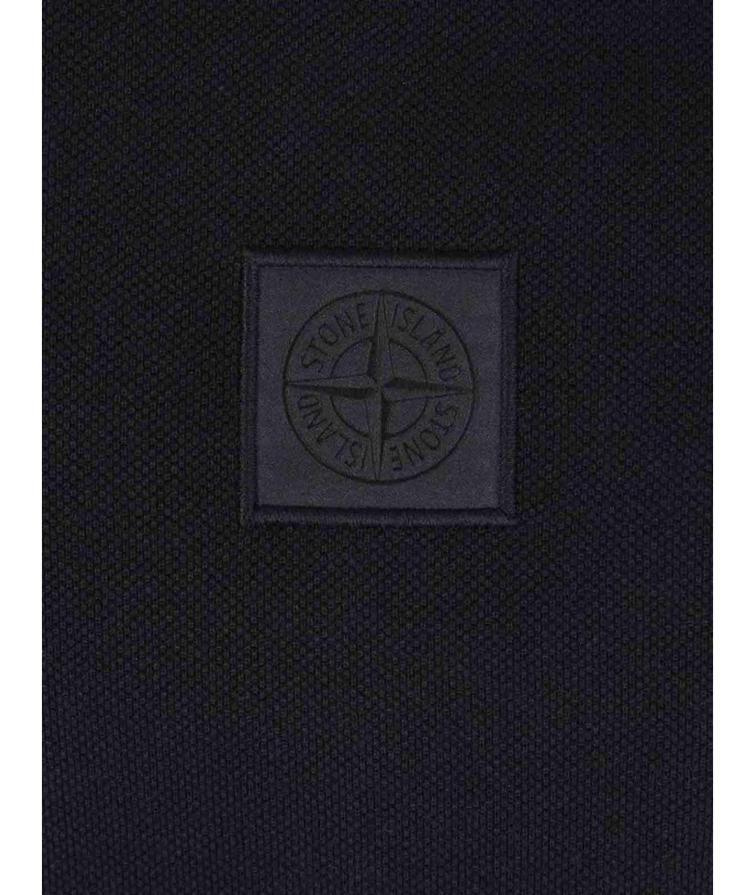 STONE ISLAND Черное хлопковое поло с коротким рукавом, фото 4