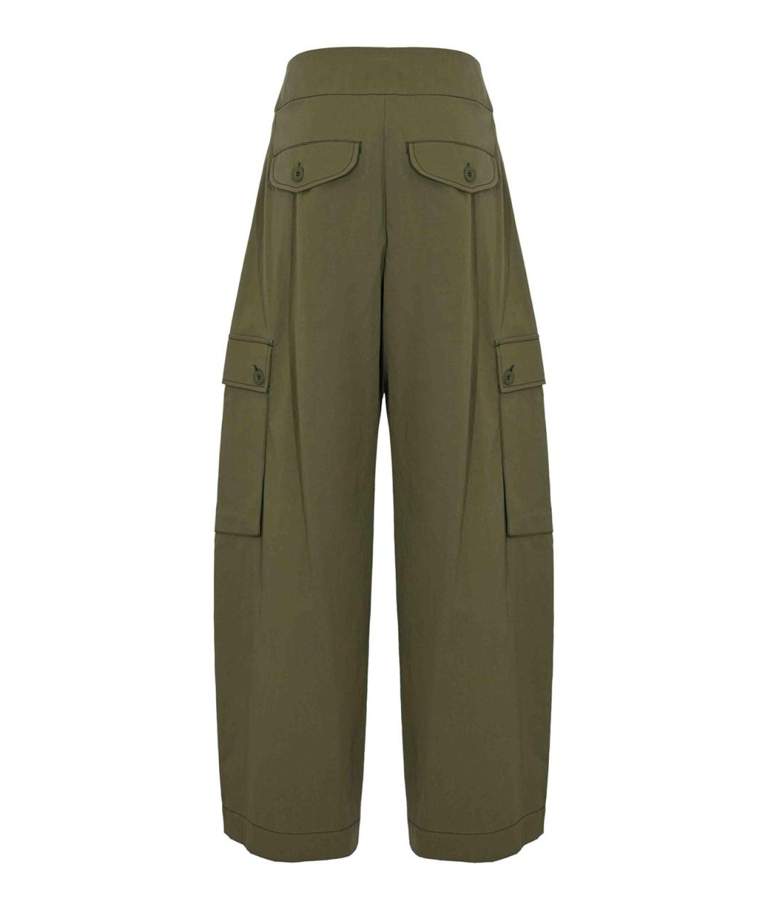 WEEKEND MAX MARA Зеленые хлопковые брюки широкие, фото 2