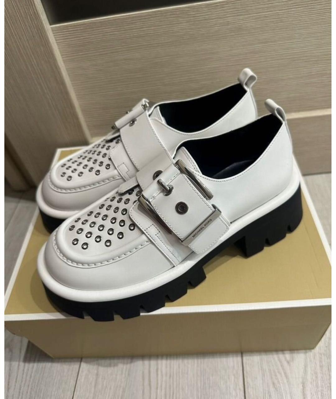 MICHAEL KORS Белые кожаные лоферы, фото 3