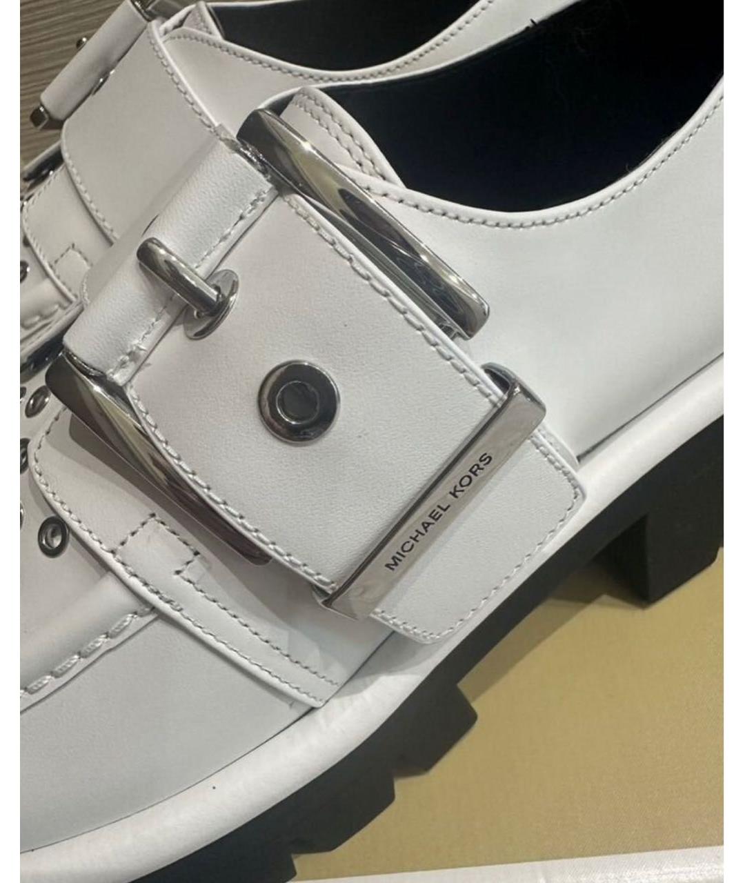 MICHAEL KORS Белые кожаные лоферы, фото 5