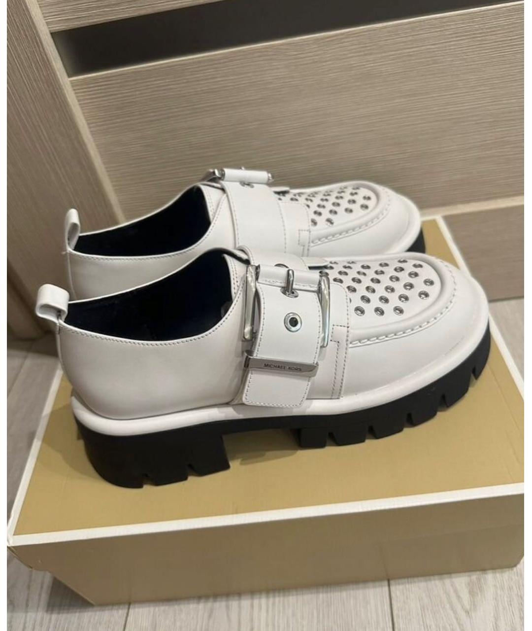 MICHAEL KORS Белые кожаные лоферы, фото 8