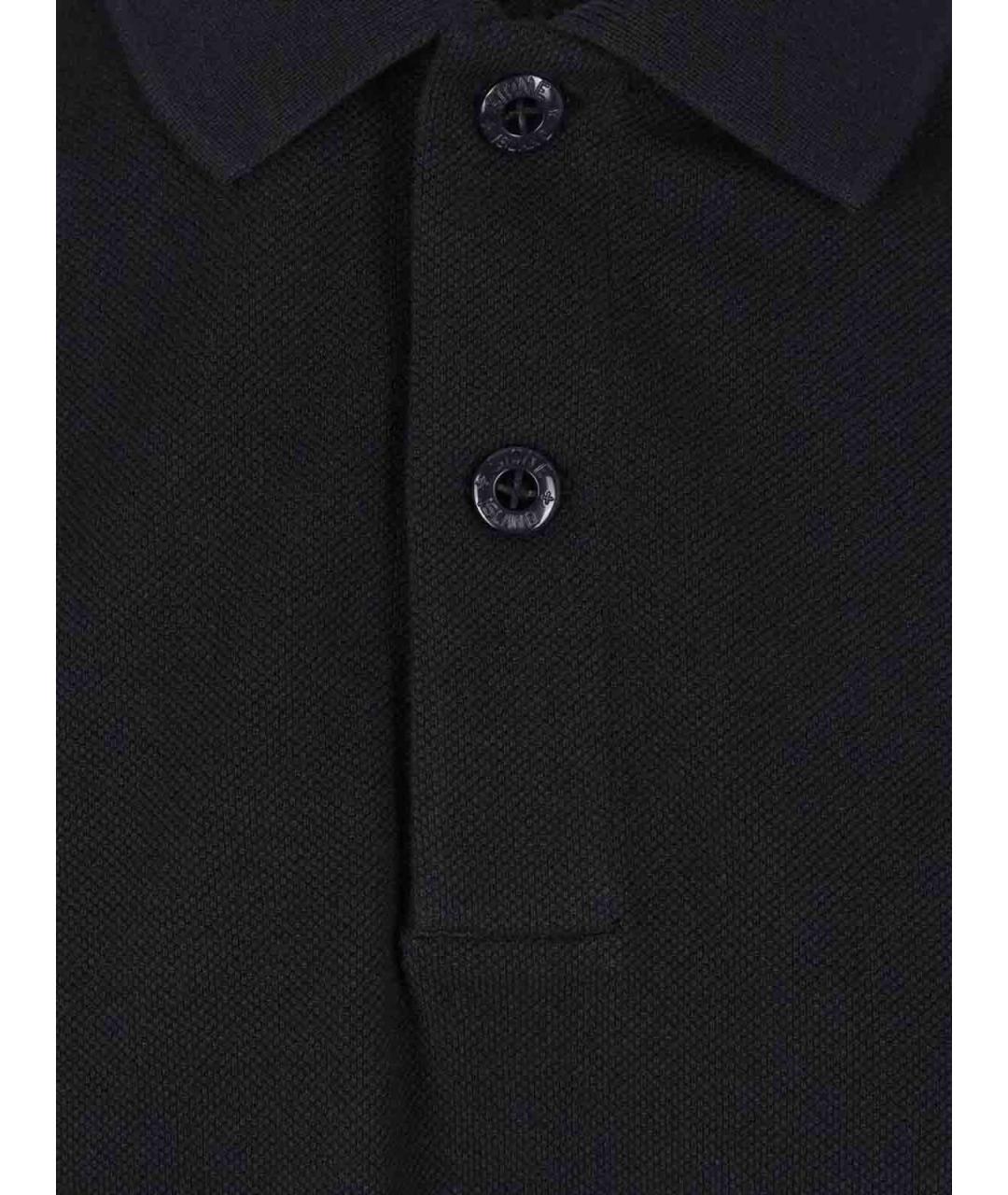 STONE ISLAND Темно-синее хлопковое поло с коротким рукавом, фото 3