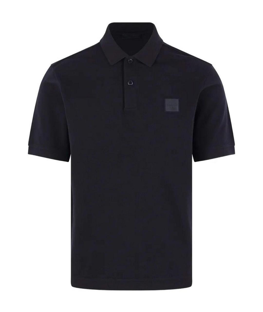 STONE ISLAND Темно-синее хлопковое поло с коротким рукавом, фото 1